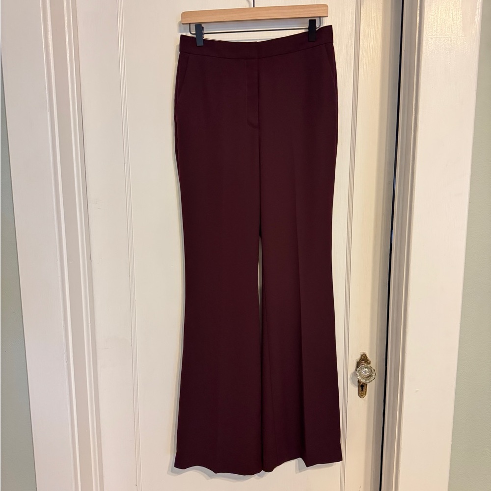 Pearl by Lela Rose Ruthie Maroon crepe Women's Flare Pants
